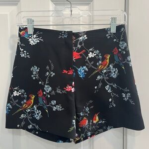 Ted Baker London Black Nature/Bird Printed Shorts (Size 0)